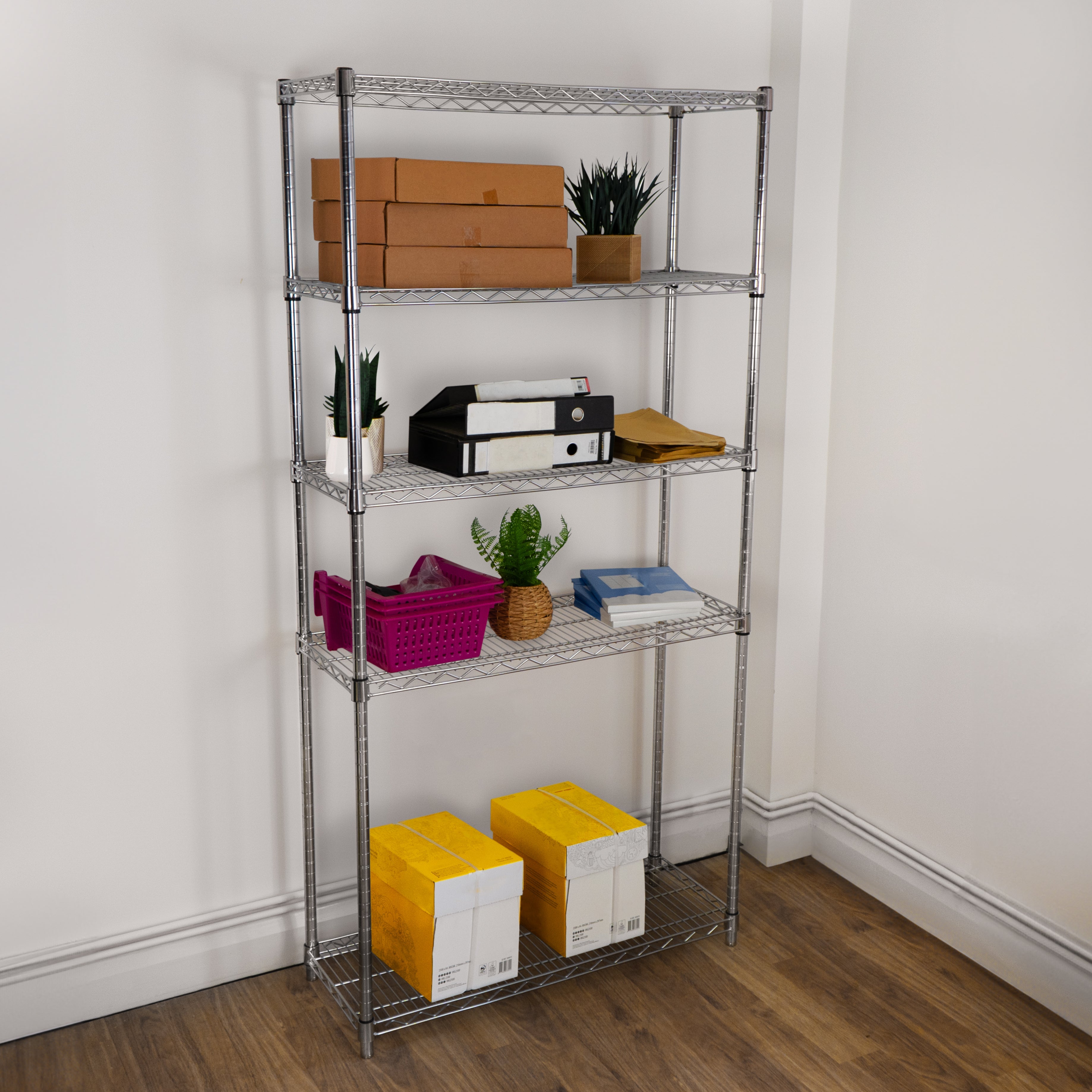 Etagère en Fil d'Acier Chromé 1000KG - 45 x 90 x 180cm - Pied de Nivellement - Rangement Garage, Cuisine, Atelier, - 7