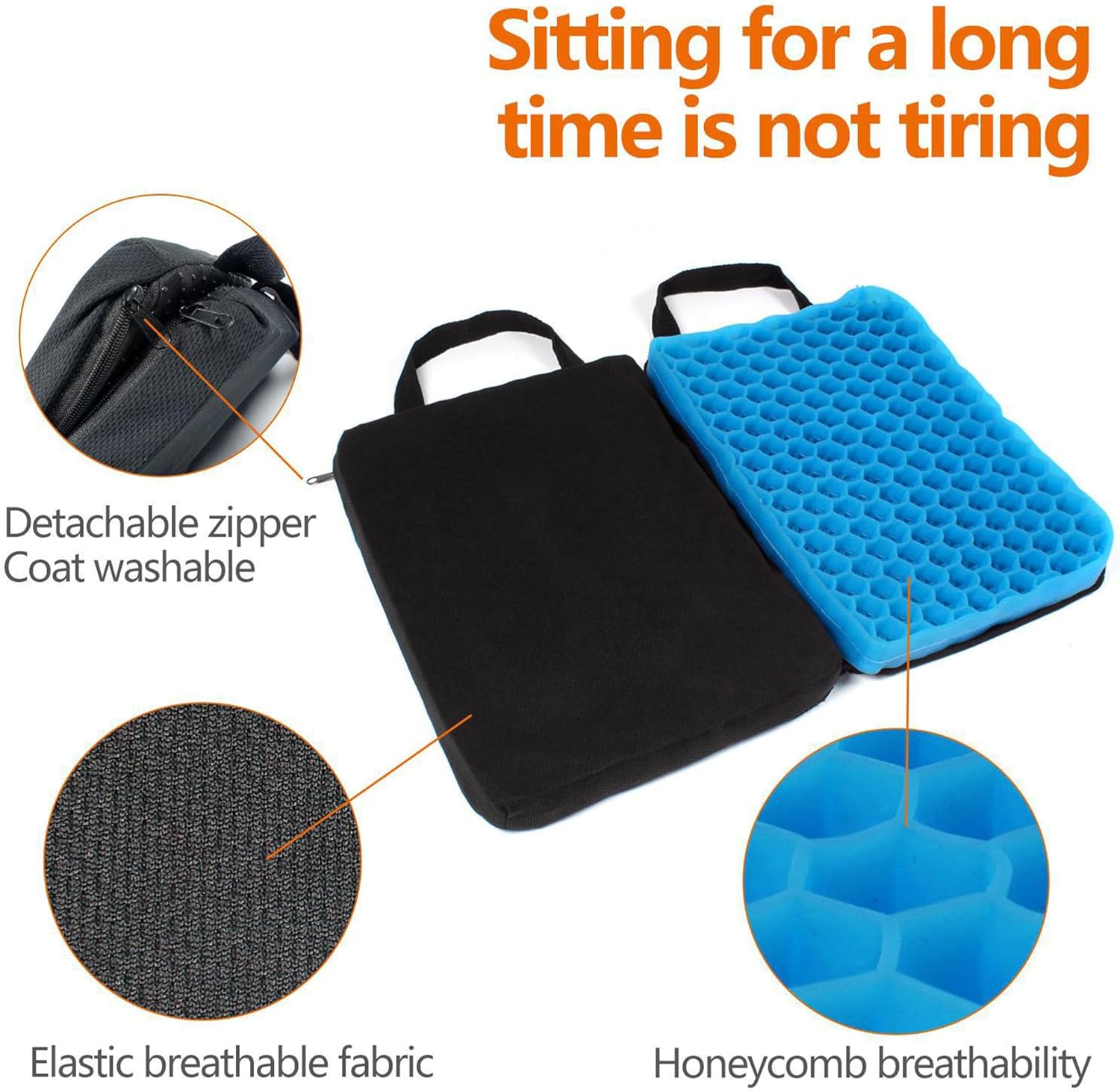 Coussin de Siège en Gel, Coussin de Siège d'avion Portable, Coussin de Siège en Gel Épais pour Les Longues Assises, Coussin de Chaise avec Soulagement - 4