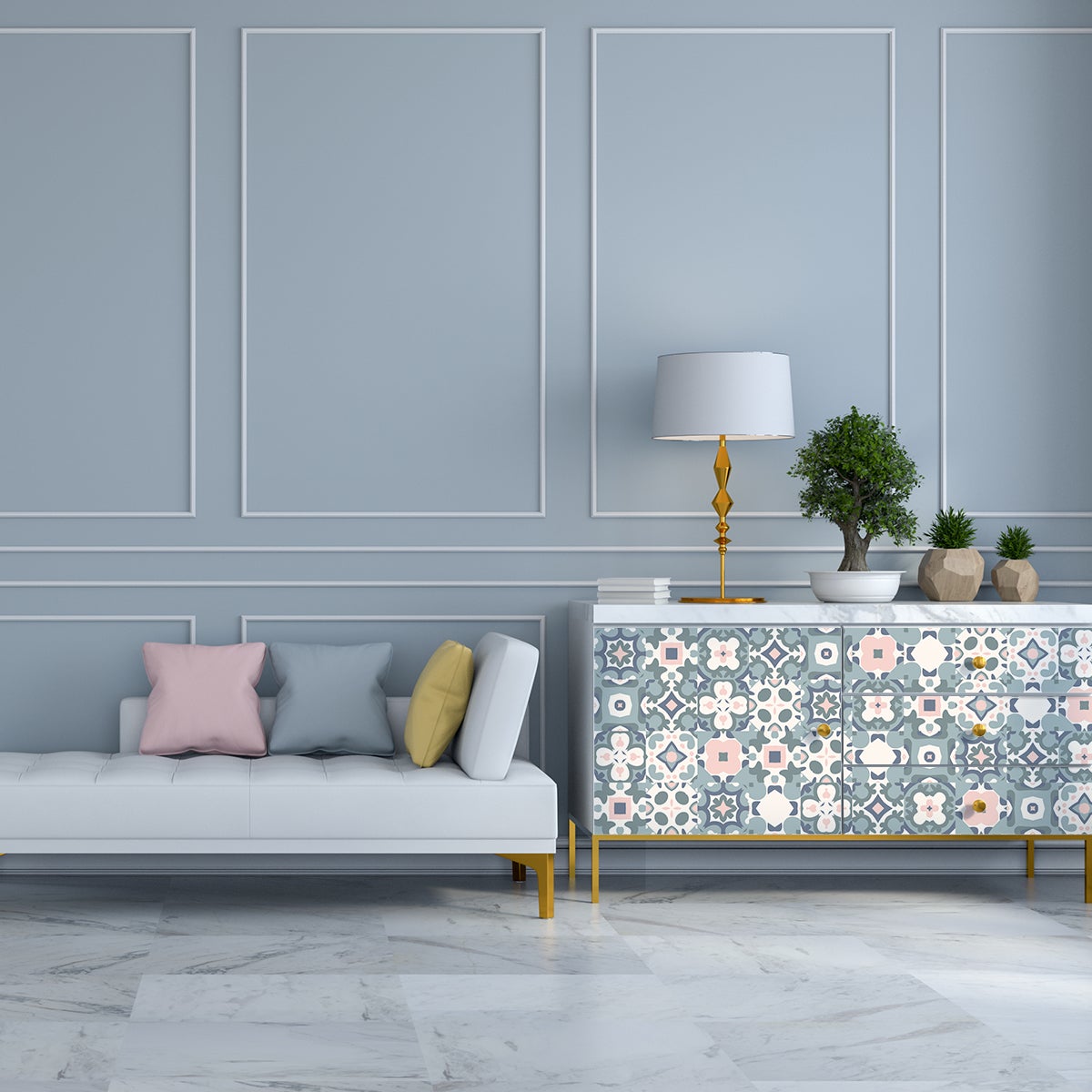 60 vinilos baldosa de cemento muebles carreira - adhesivo de pared - revestimiento sticker mural decorativo - 60stickers20x20cm