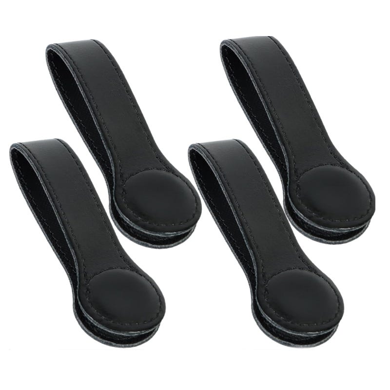 Porte-serviettes Magnétiques En Cuir Noir - Lot De 4 - Aimants Puissants Pour Fixation Sur Métal - Pour Cuisine, Salle De Bain
