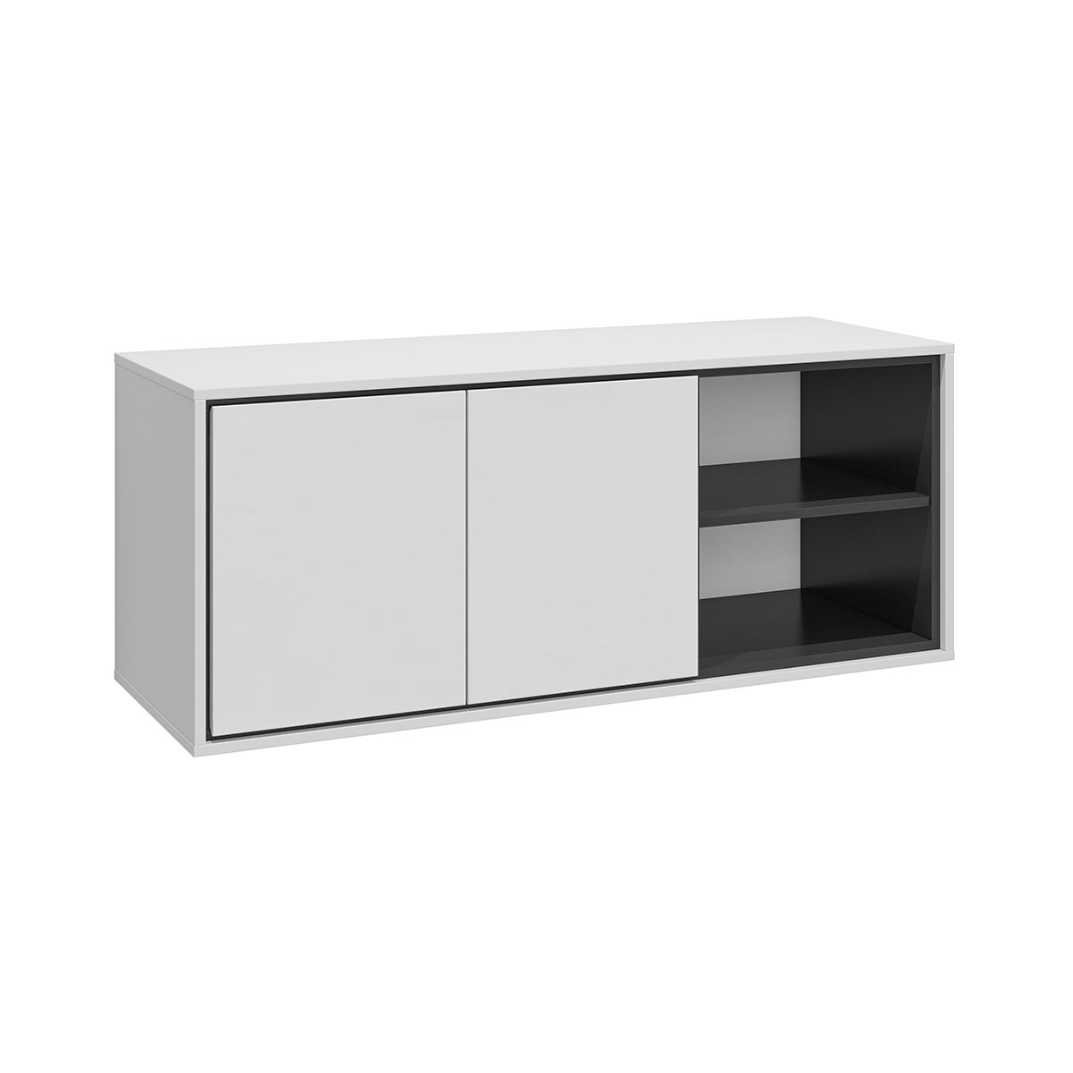 Szafka pod umywalkę nablatową GAJA 2D 120cm biały połysk/czarna z regałem