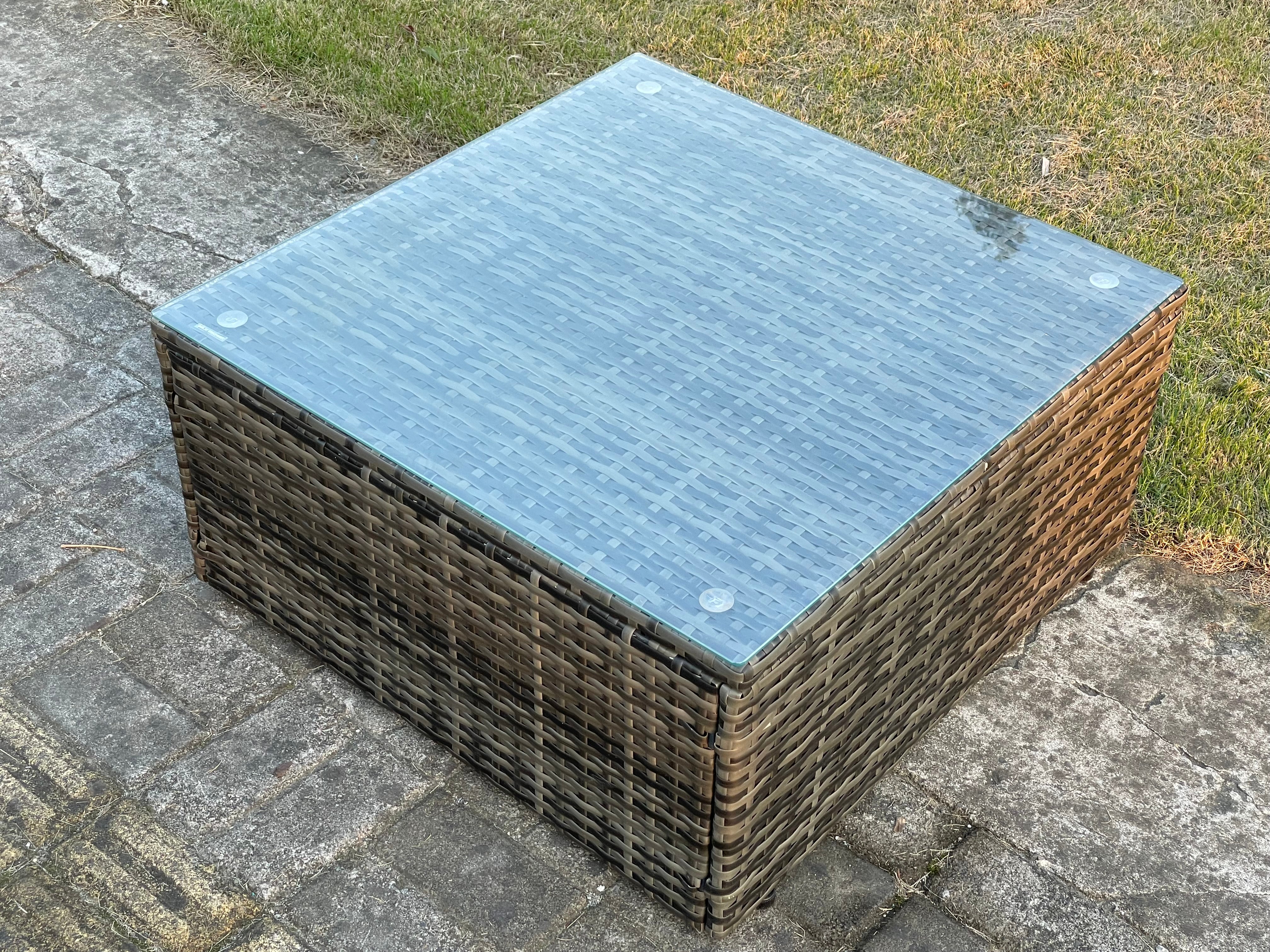 Fimous Carré Rotin Café Thé Table D'Appoint IntéRieur Et ExtéRieur Meubles De Jardin Accessoires Patio Dark Grey Mix - 2