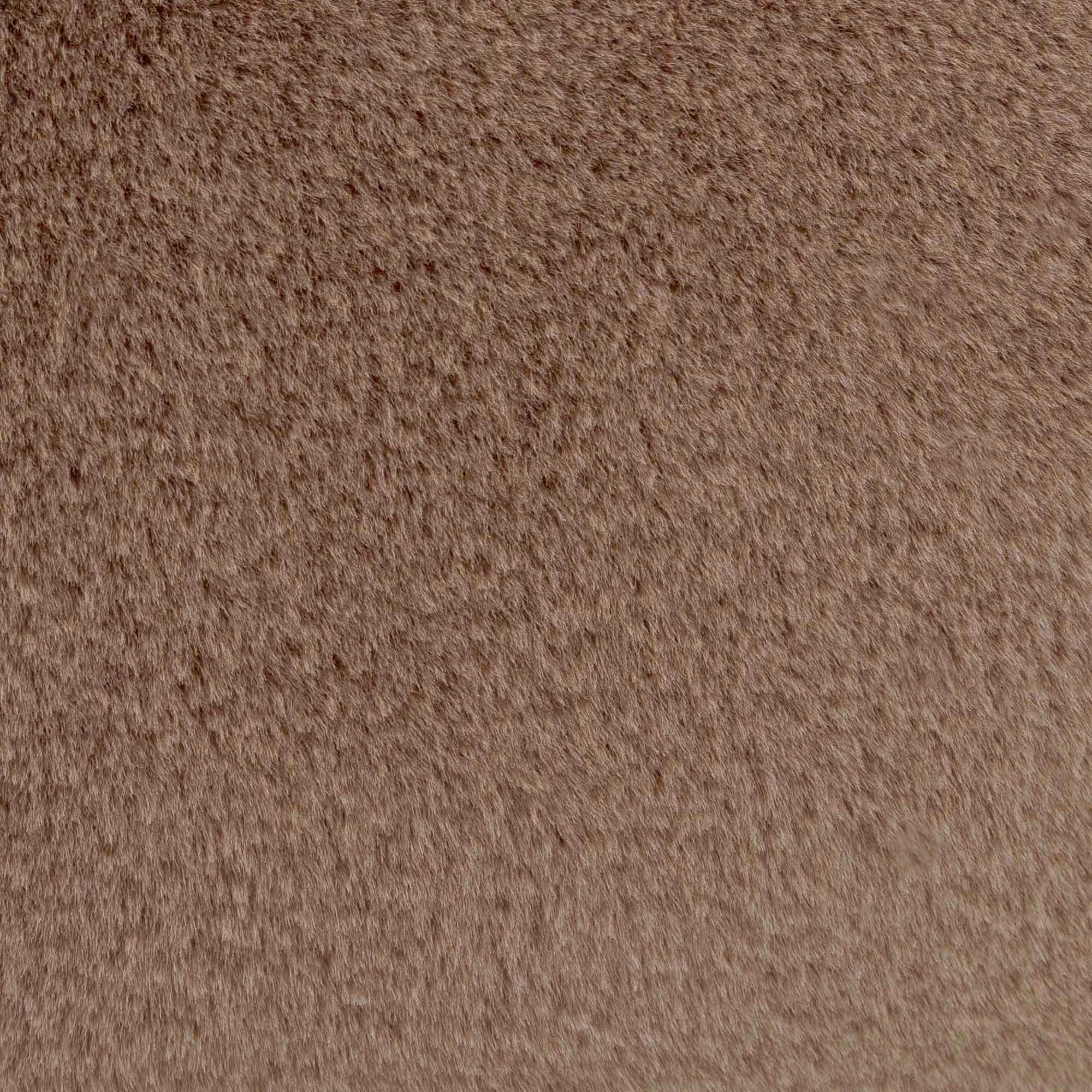 Pouf classique Icon en imitation fourrure luxueuse de lapin, brun moka, salon, chambre, 85x85cm, Made in Allemagne, Oeko-Tex® - 7