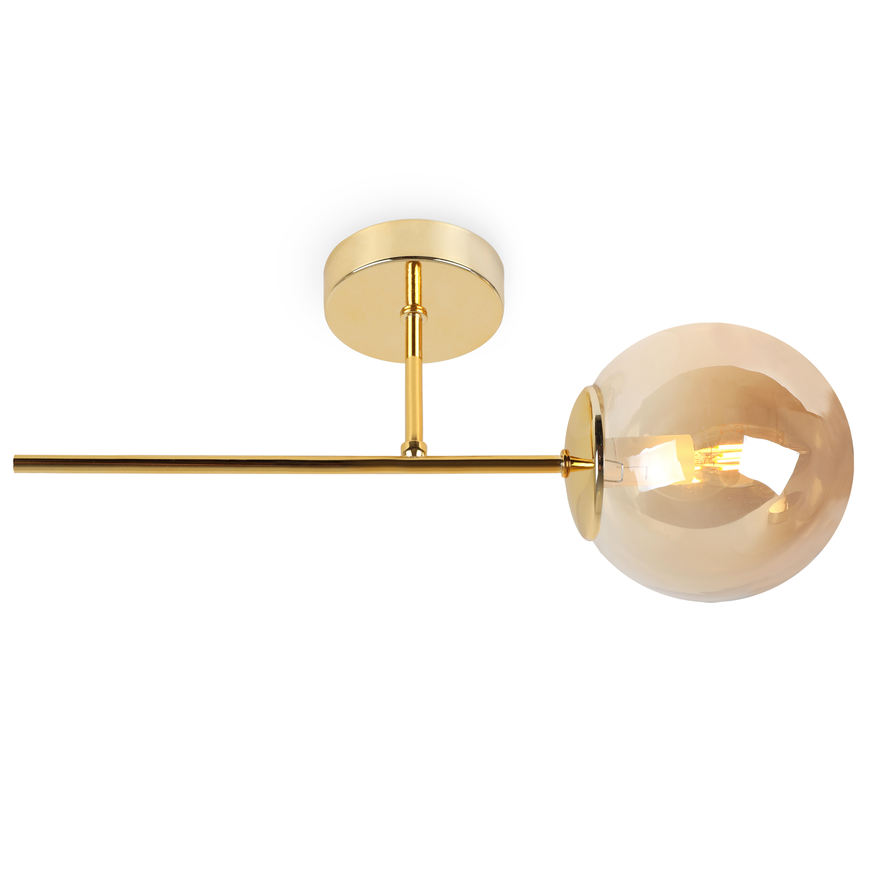 Lampa kinkiet ścienny złoty Siena loft 1xE14 klosz kula szklana miodowa Light Home LH - 2