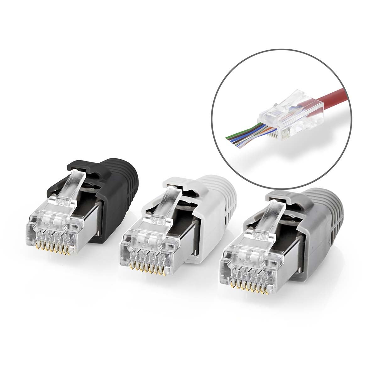 Conector RJ45 - RJ45 Pass Through - FTP sólido/trenzado CAT7 - Recto ...