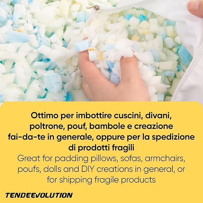 Copeaux de polyuréthane Rembourrage par kg | Pour coussins, canapés, fauteuils, bricolage | Mousse d'eau, ouate, résistant et confortable - 6
