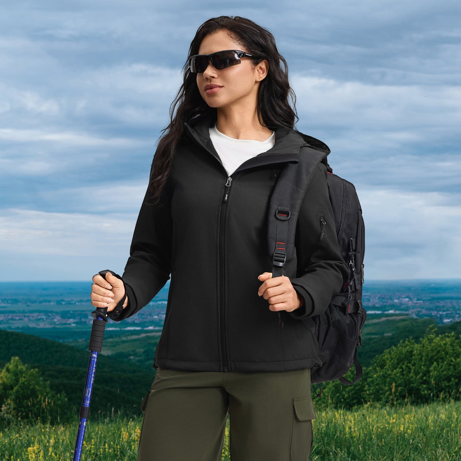 Veste de Travail Femme Taille M Blouson & Softshell - Imperméable, Anti-Vent, Fourré Chaud, Poches Multiples, Capuche - Noir - 5