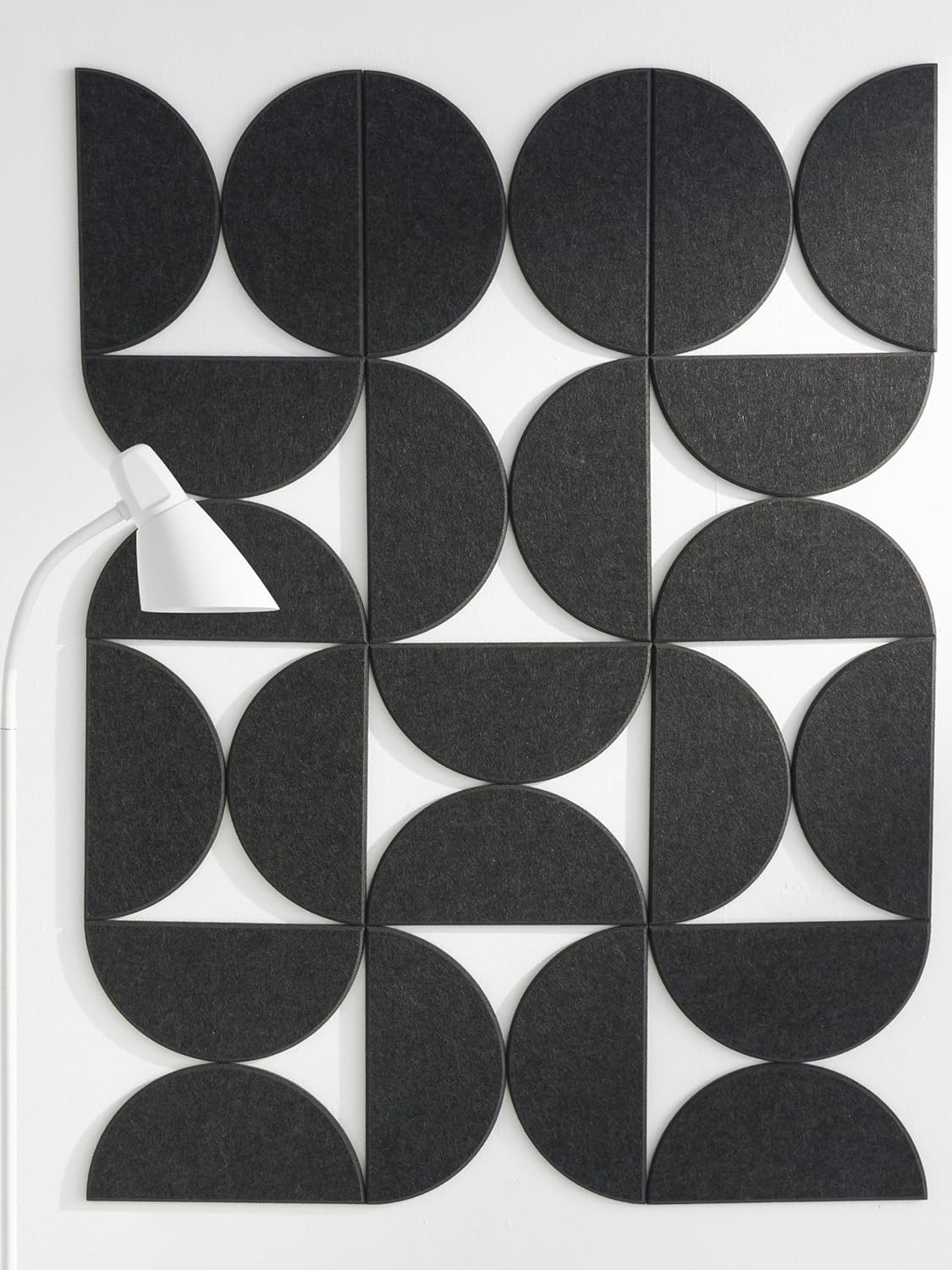 12 samoprzylepnych paneli dźwiękochłonnych, wyciszenie i redukcja hałasu, filcowe płytki w minimalistycznym nowoczesnym stylu - duża sztuka ścienna