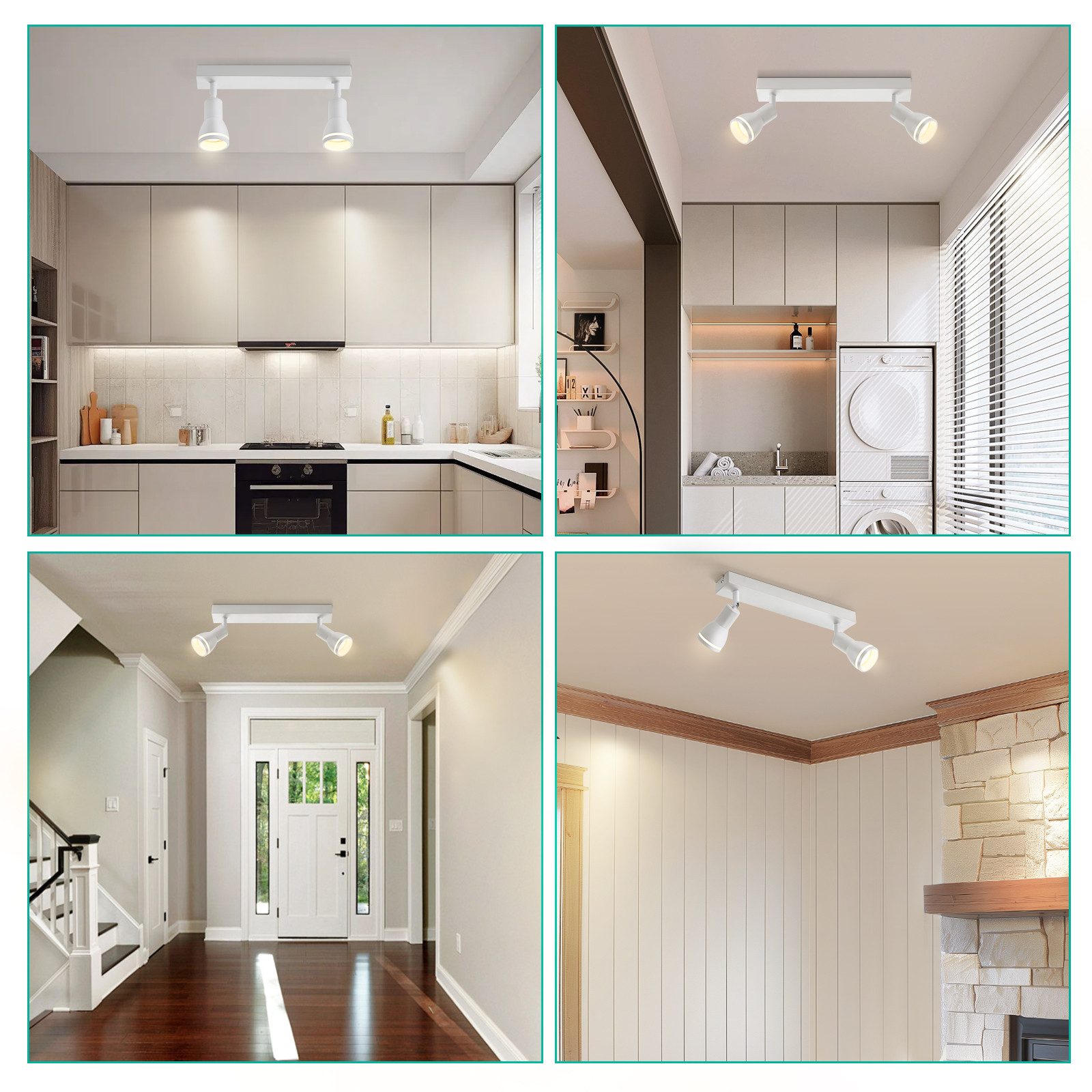NETTLIFE Spot de plafond LED 2 ampoules blanc salon plafonnier spot orientable GU10 spot lampe moderne - 9