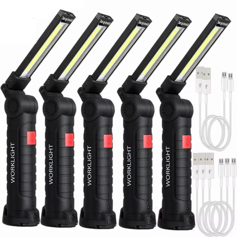 AULEDIO Torcia pieghevole a LED COB da 5 pezzi, lampada da lavoro magnetica portatile, lampada da riparazione di emergenza ricaricabile tramite USB | Leroy Merlin