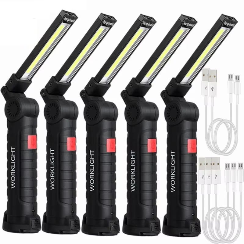 AULEDIO Torcia pieghevole a LED COB da 5 pezzi, lampada da lavoro magnetica portatile, lampada da riparazione di emergenza ricaricabile tramite USB | Leroy Merlin AULEDIO Torcia pieghevole a LED COB da 5 pezzi, lampada da lavoro magnetica portatile, lampada da riparazione di emergenza ricaricabile tramite USB | Leroy Merlin