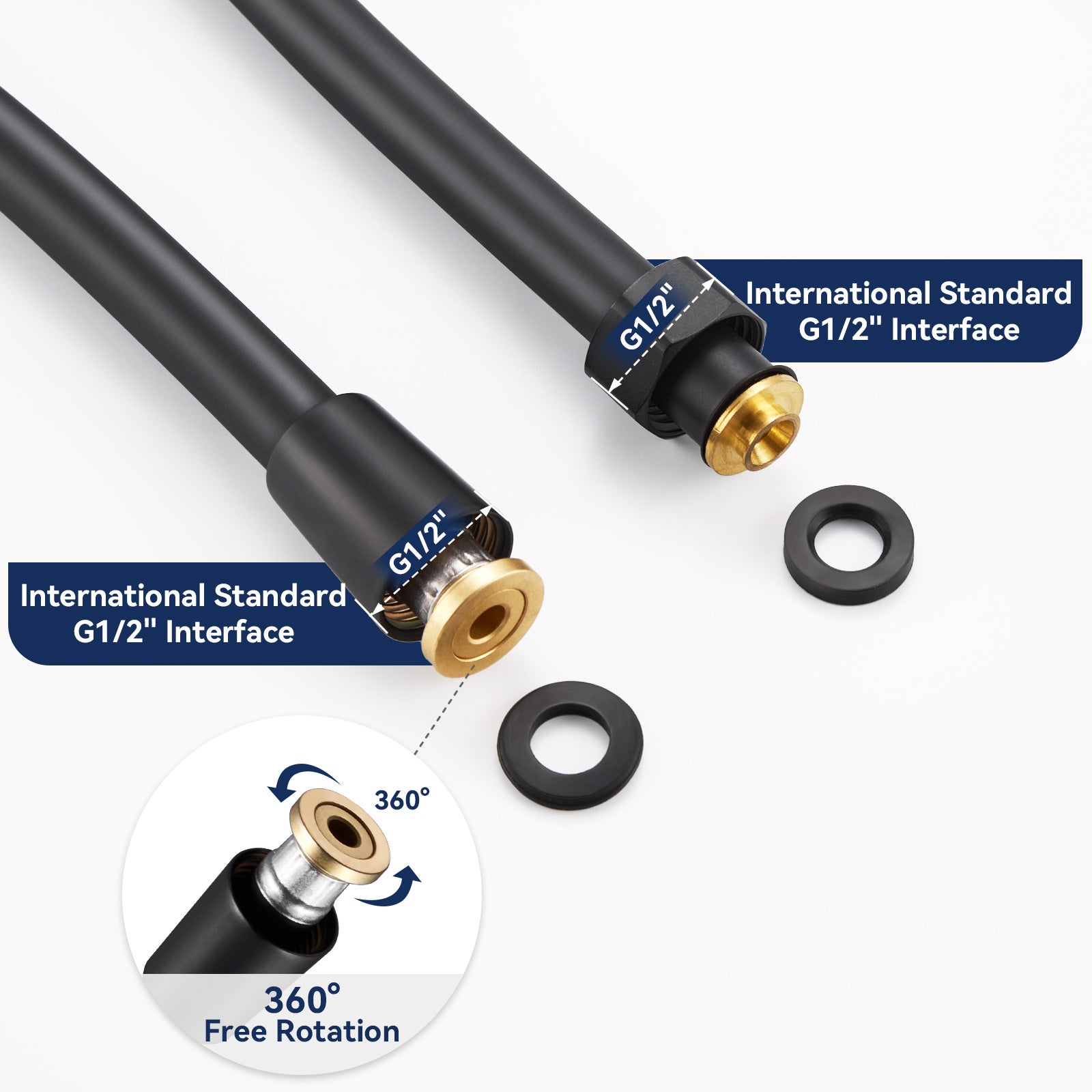 Lonheo max Flexible de Douche Universel (G1/2 pouces,1.5M),Noir， Tuyau de Douche Anti-Torsion et Anti-Pliure - 4