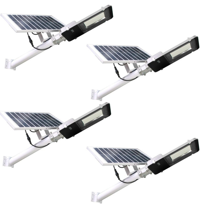 Pakiet x4 LED Streetlight 200W Solar Outdoor IP65 Orientable Panel 25W 200 LEDS 3000 Lumenów 6000K Cool White Lithium-Ion Battery