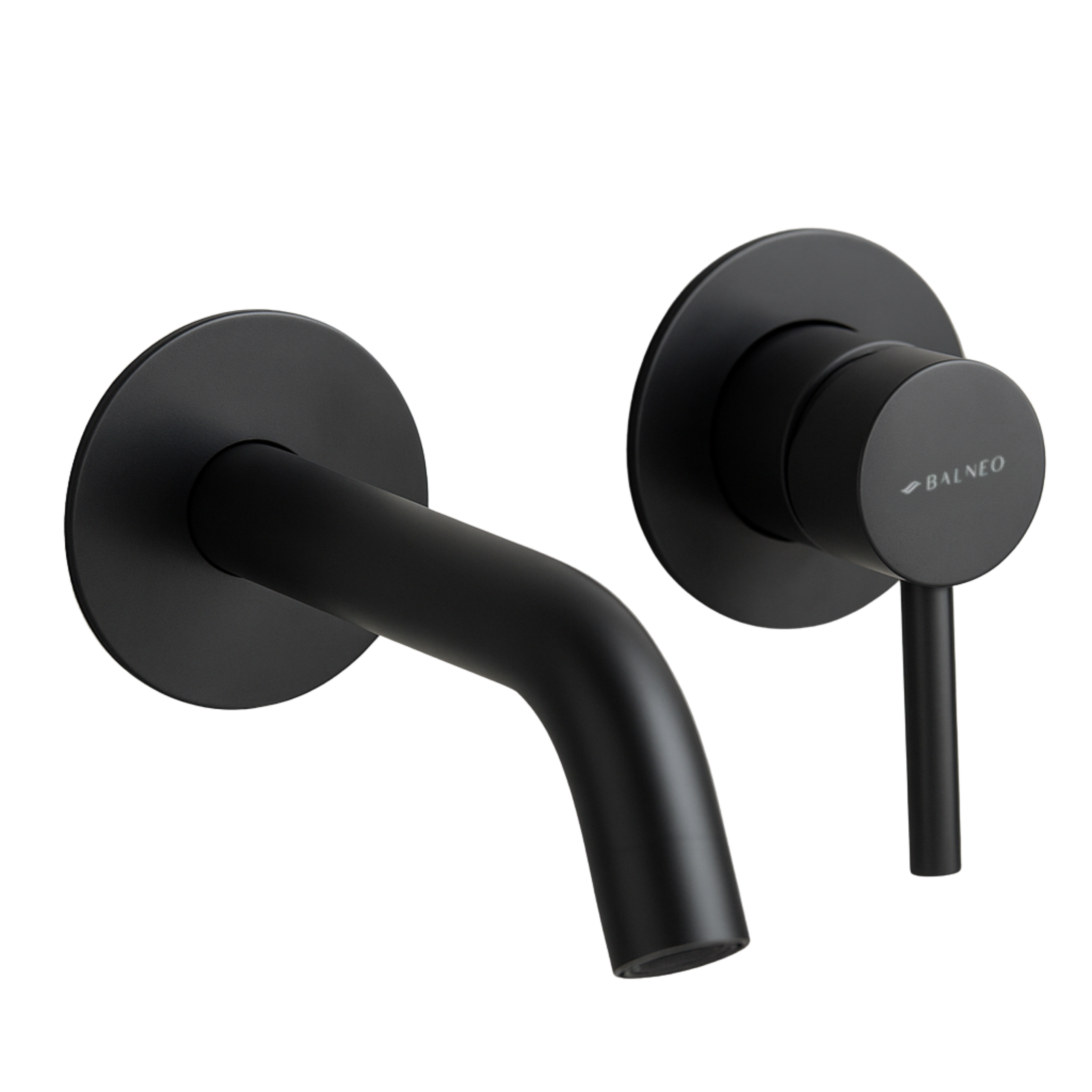 BALNEO Bateria umywalkowa ścienna czarna stal nierdzewna | Jednouchwytowa armatura podtynkowa do umywalki CASCADE CZARNY