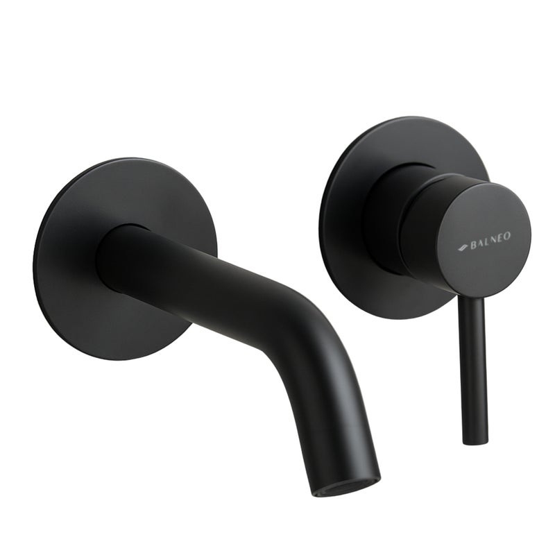 BALNEO Bateria umywalkowa ścienna czarna stal nierdzewna | Jednouchwytowa armatura podtynkowa do umywalki CASCADE CZARNY