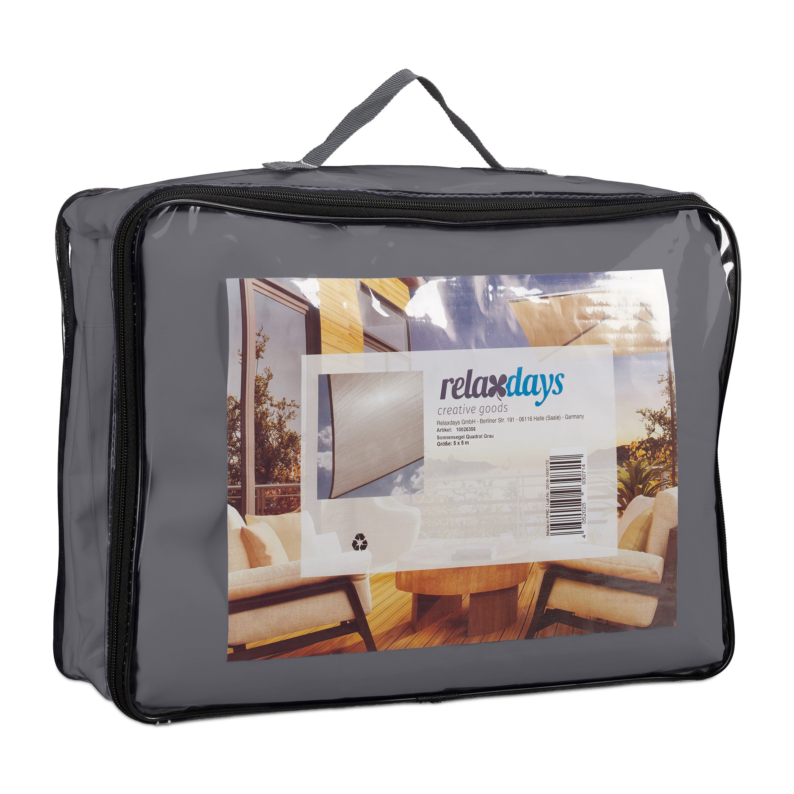 Voile d’ombrage carré diffuseur d’ombre protection soleil jardin UV lxP; 5x5 m toile, résistant à l'eau, gris, Relaxdays - 9