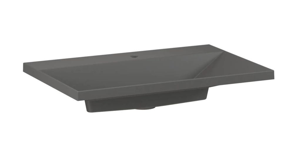 Umywalka wpuszczana EDGE 70 cm beton mat kwarcowa z otworem