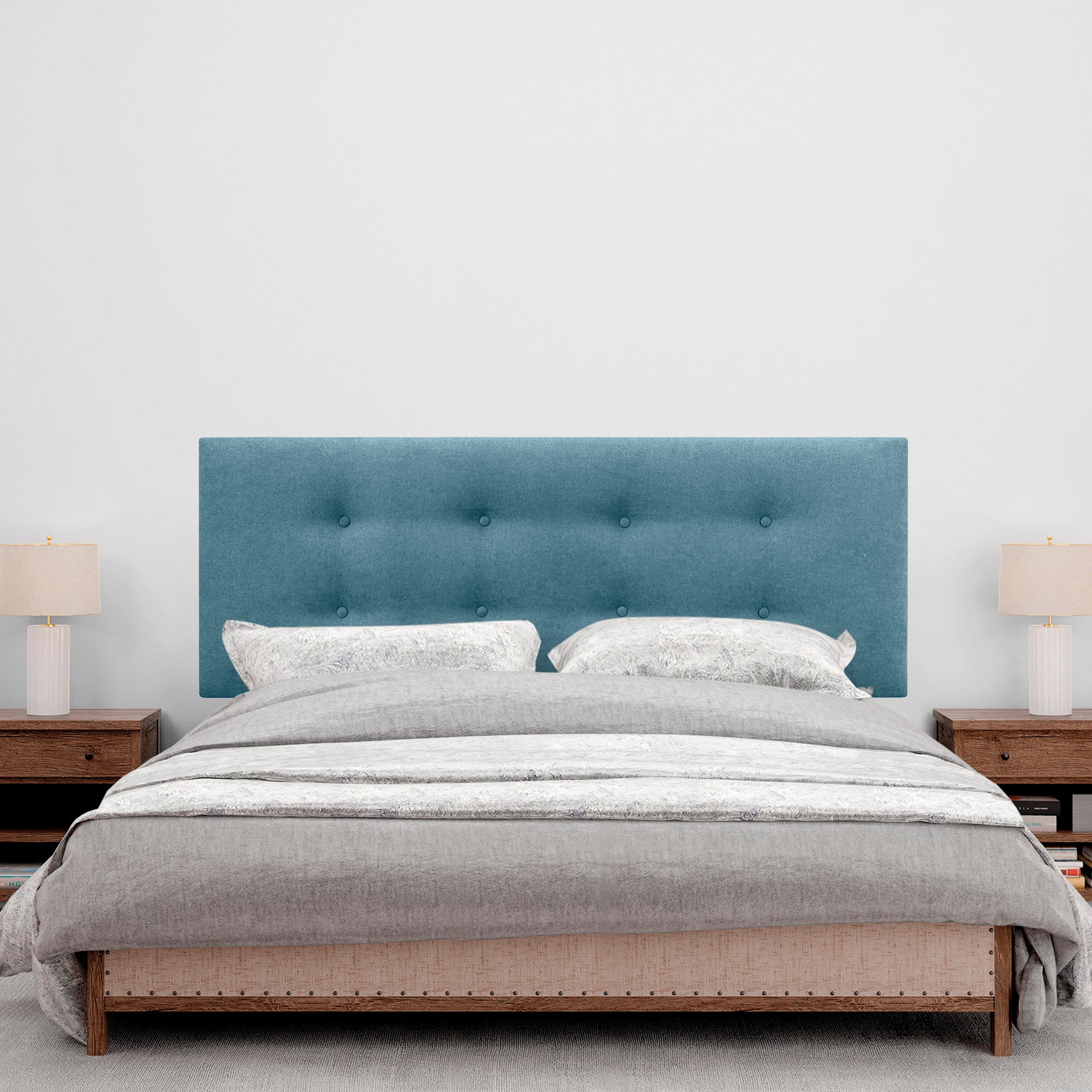 DHOME Cabecero de Tela AQUALINE Pro con 2 hileras de Botones Cabezal tapizado Cama Lujo (Turquesa, 150cm) - 4