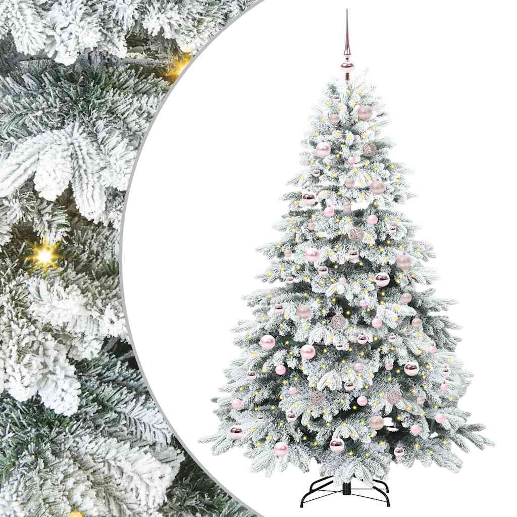 Sztuczna choinka z 300 diodami LED Zielony 180 cm PE i PVC