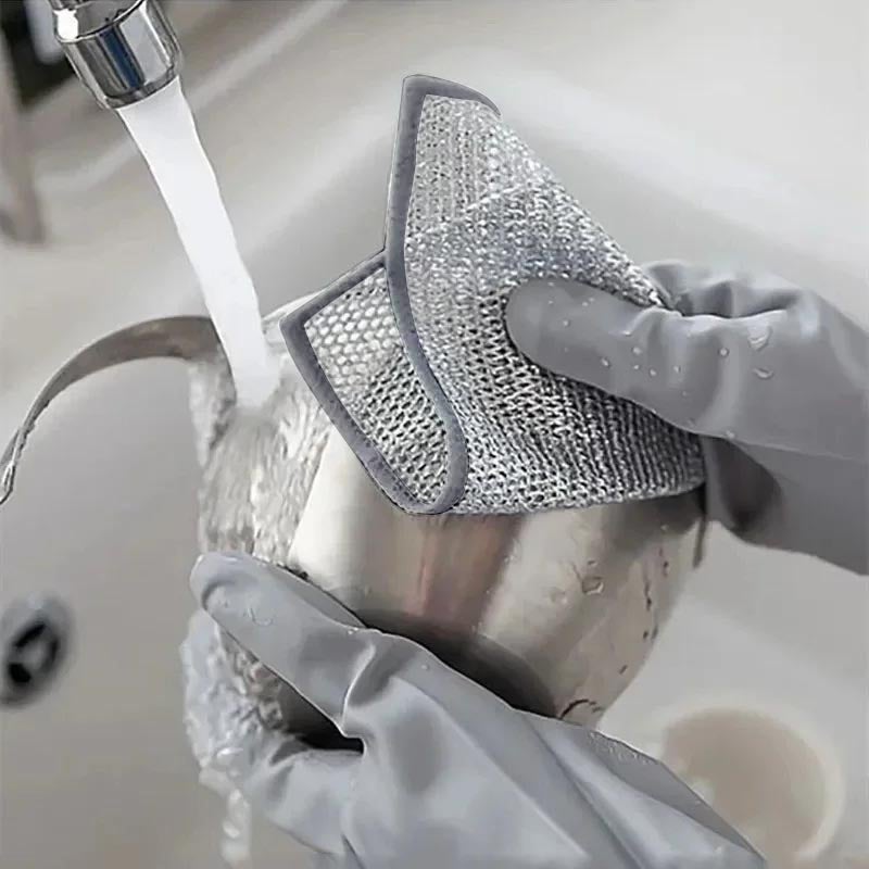 100 piezas de tela de limpieza milagrosa de alambre multipropósito, trapos de lavado de alambre de malla Mesh Microfibra Tabla para cocina - 6
