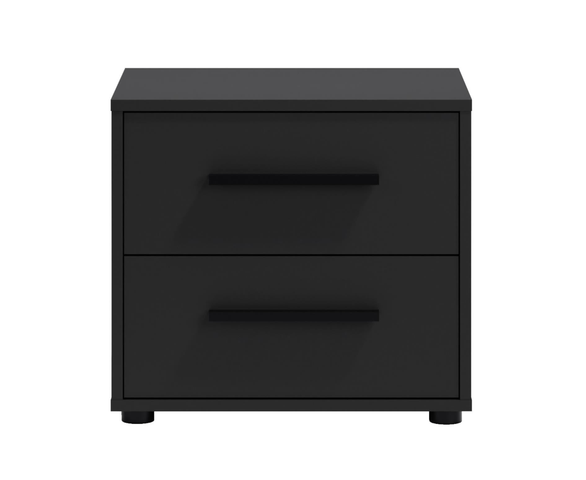 Elegancka Czarna Szafka Nocna MAXIVO z 2 Szufladami i Stylowymi Uchwytami - 2