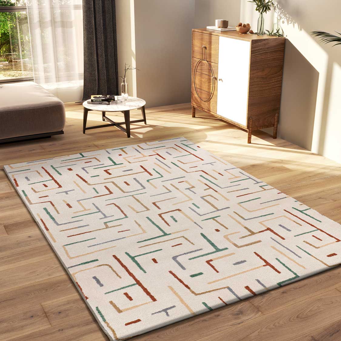 Prostokątny wielokolorowy dywan do wnętrz 80 x 150 cm geometryczny BERUTI - ATTICGO