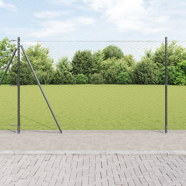 Słupek ogrodzeniowy. Szary 50 x 1,5 m (siatka 50 mm) Stal i PVC vidaXL