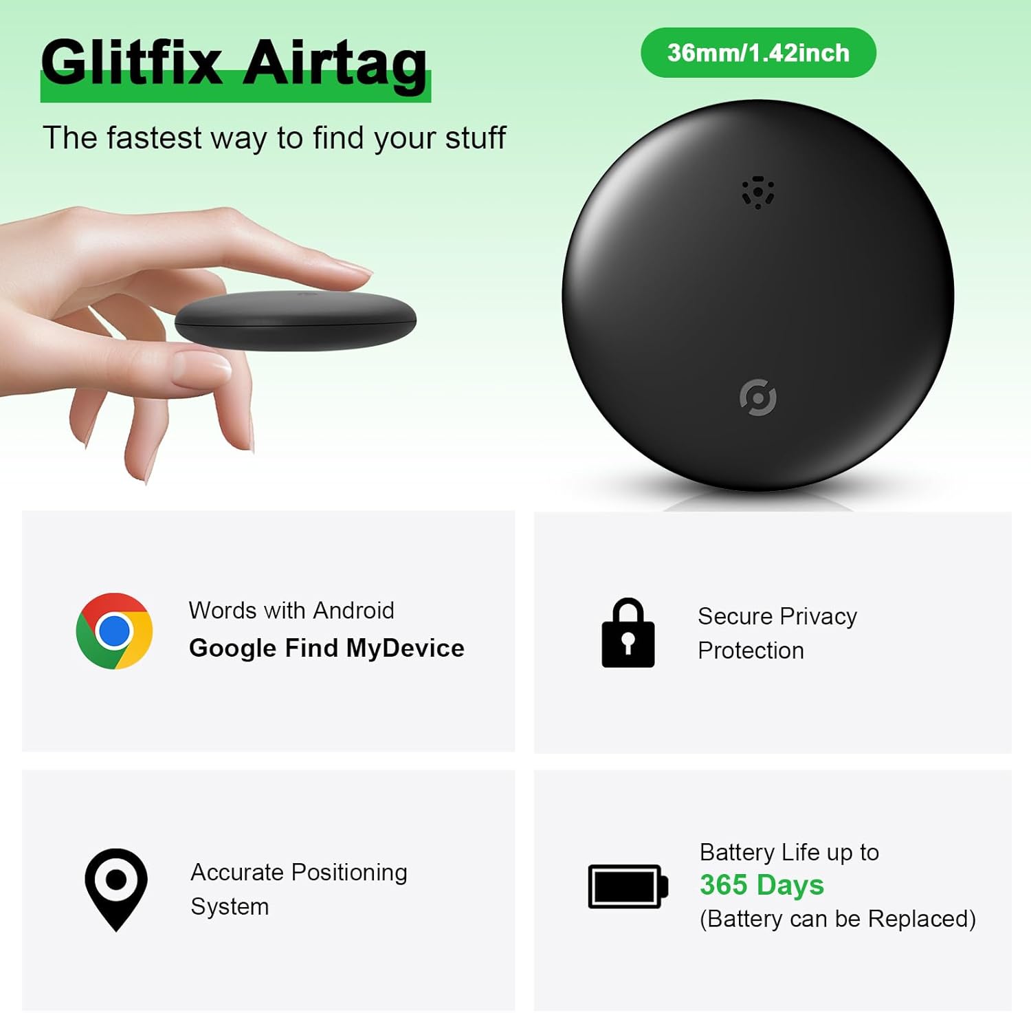 Traceur Bluetooth Pour Android - 2 Pack - Compatible Google Localiser, Imperméable IP66 - Alternative Aux AirTags