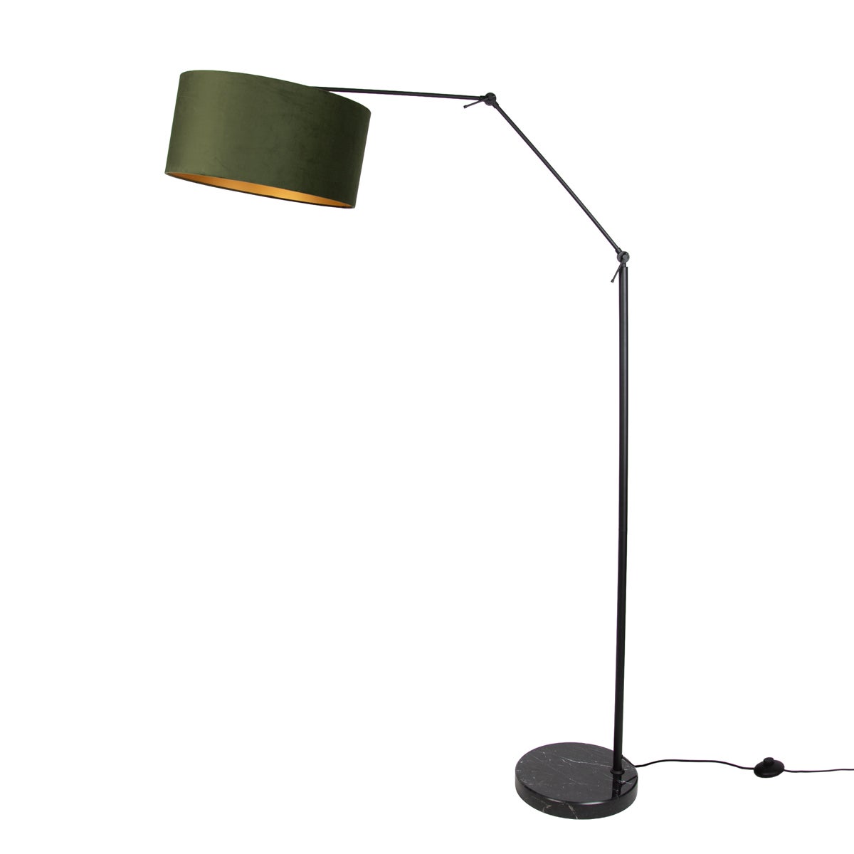 Lampa podłogowa czarna regulowana z zielonym kloszem i złotym wnętrzem 50 cm - Editor