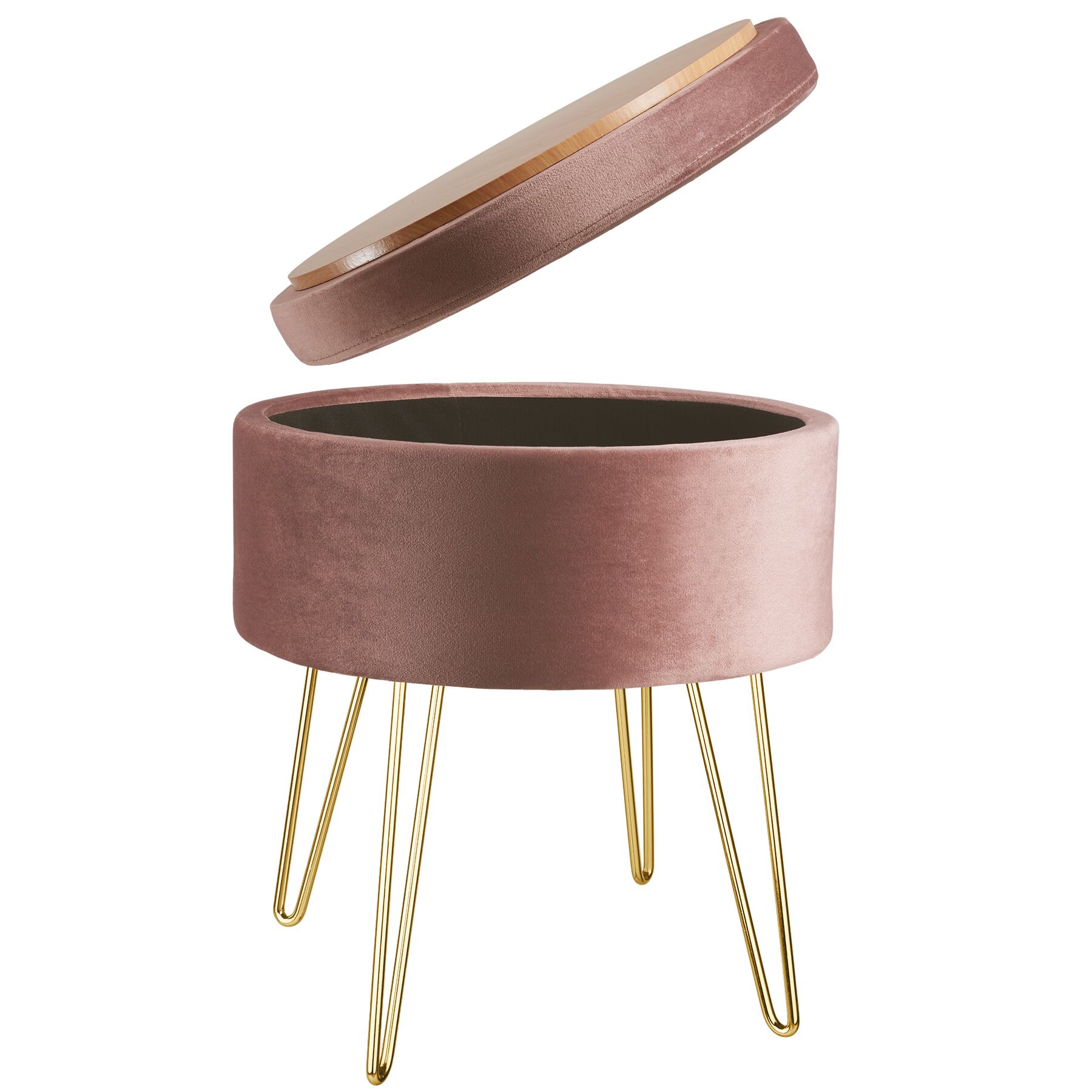 Tabouret avec espace de rangement en bois MDF aspect velours TECTAKE - 3