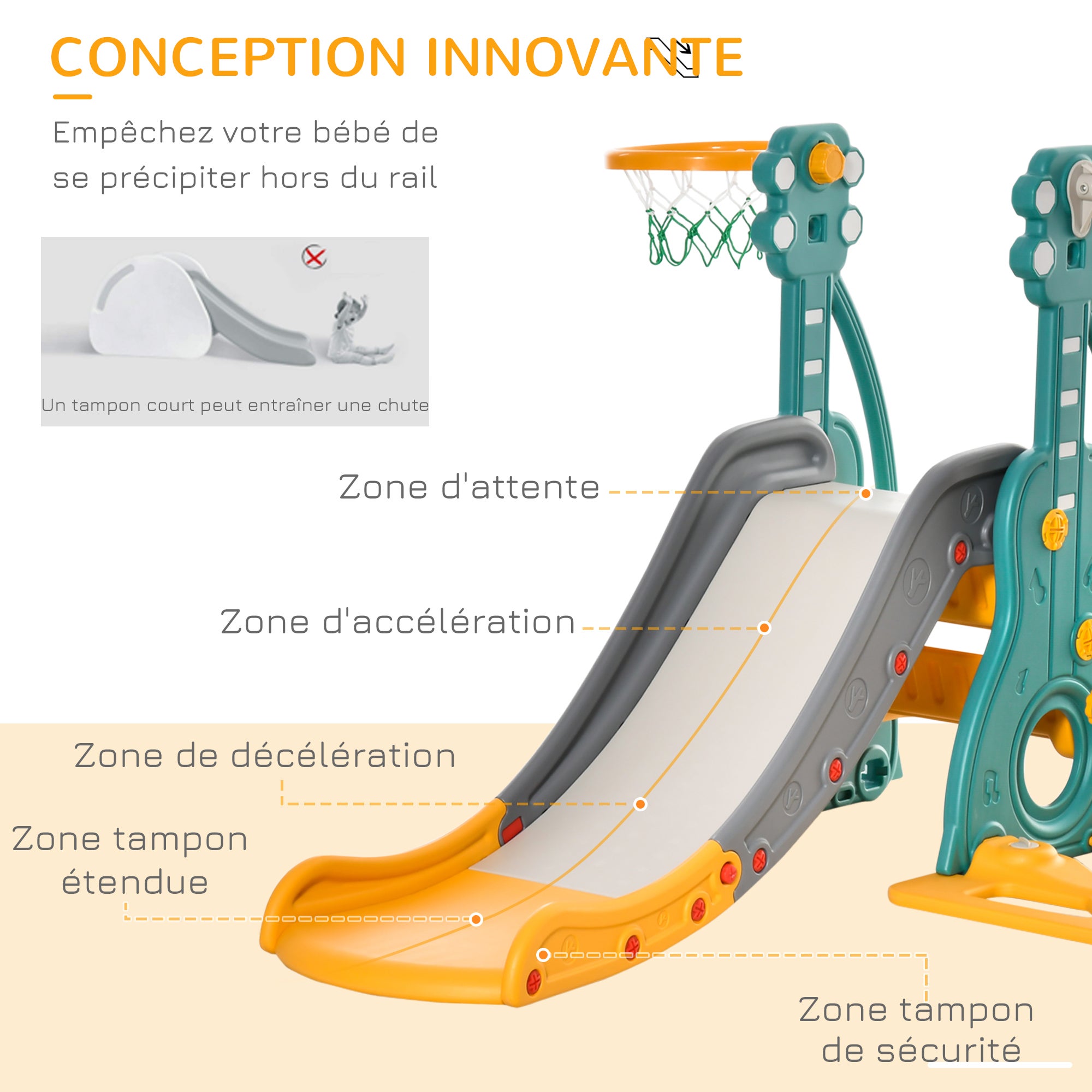 Toboggan et balançoire pour enfants HDPE HOMCOM - 5