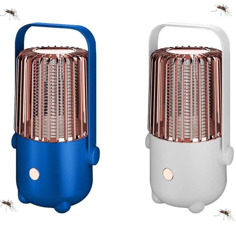 Elektryczna lampa owadobójcza 2 w 1, pułapka na muchy ze światłem LED, lampa owadobójcza do wielokrotnego ładowania, niebiesko-biała, 2 sztuki