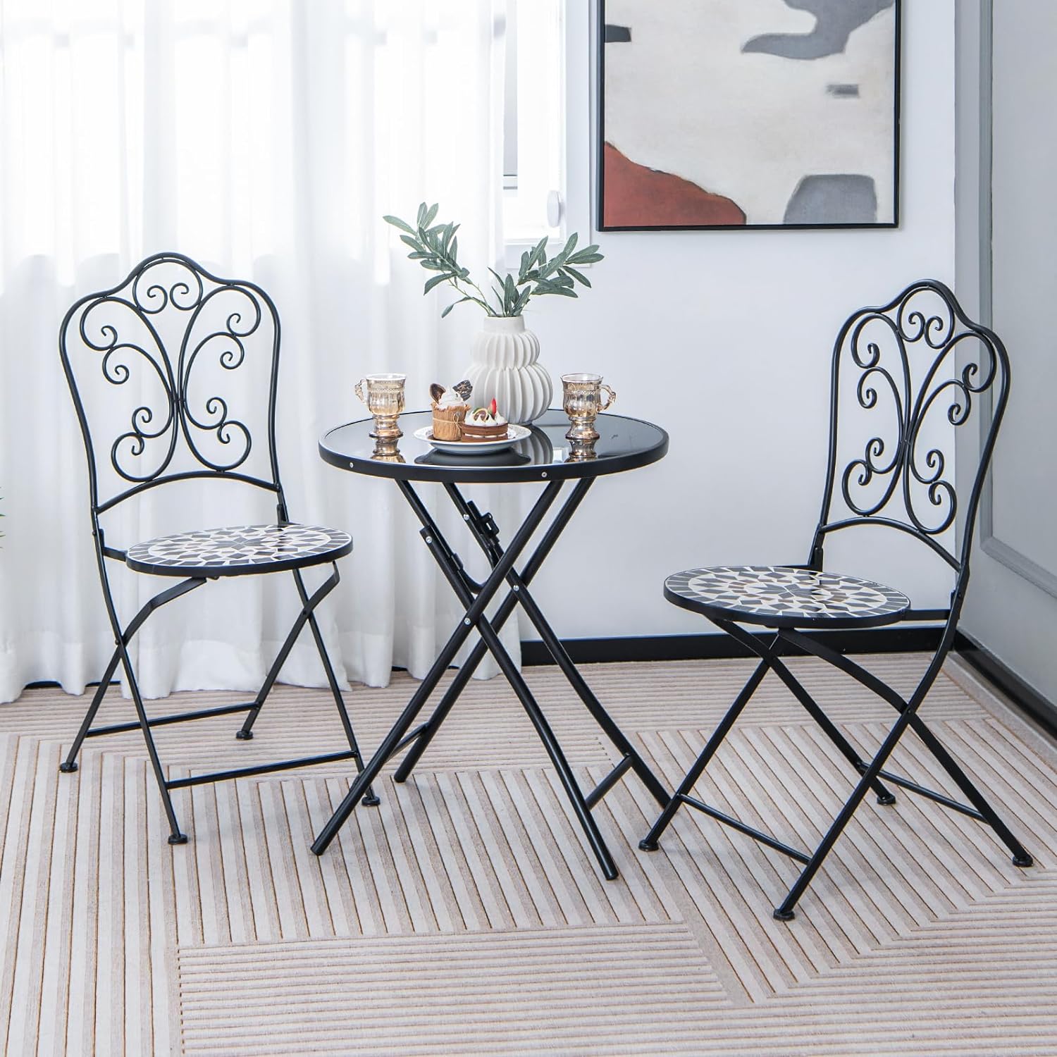 Set Tavolo Rotondo Tavolino E Sedie Da Balcone Piccolo Tavolo