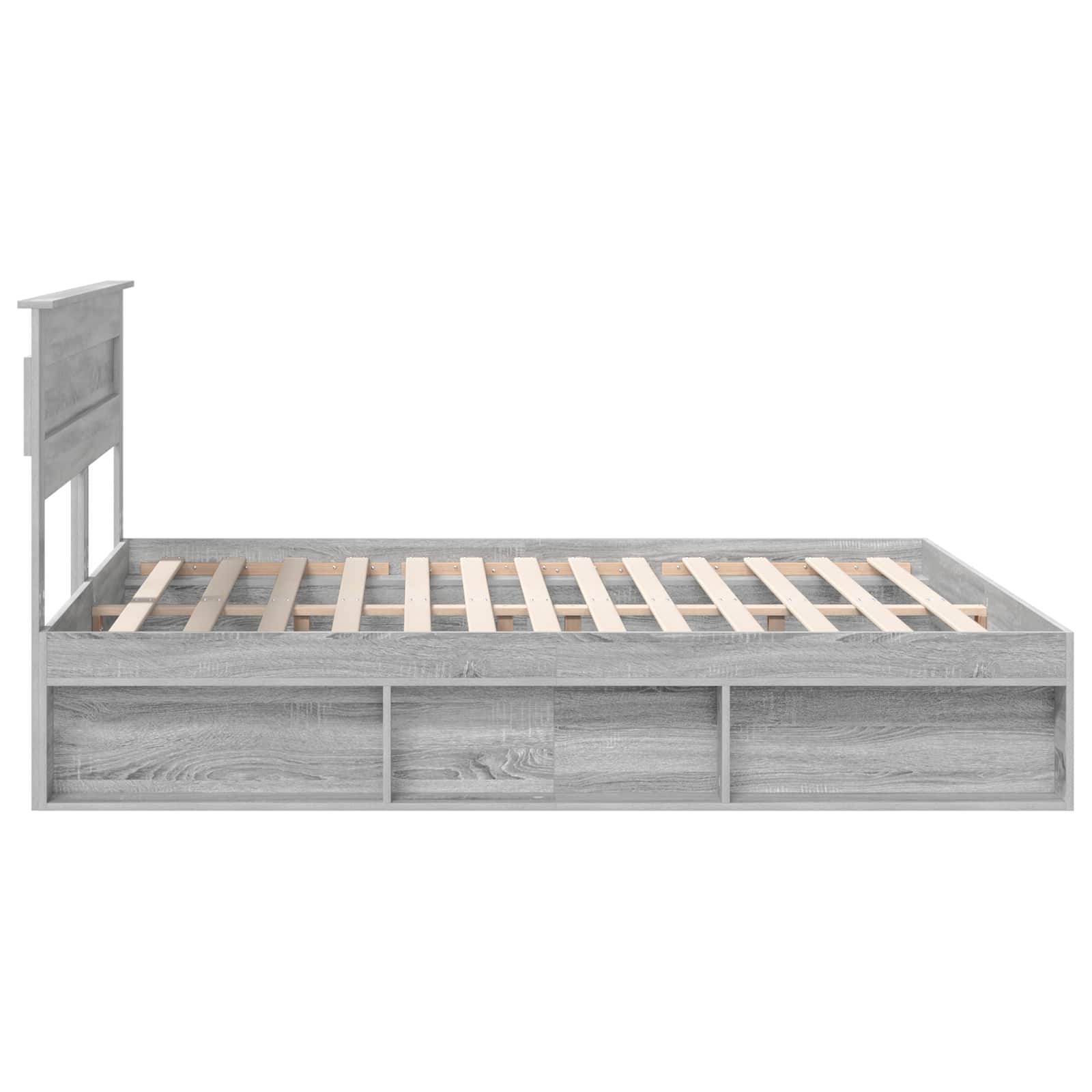 Cadre de lit gris en bois de pin massif pour la chambre, 200 × 200 cm - 8