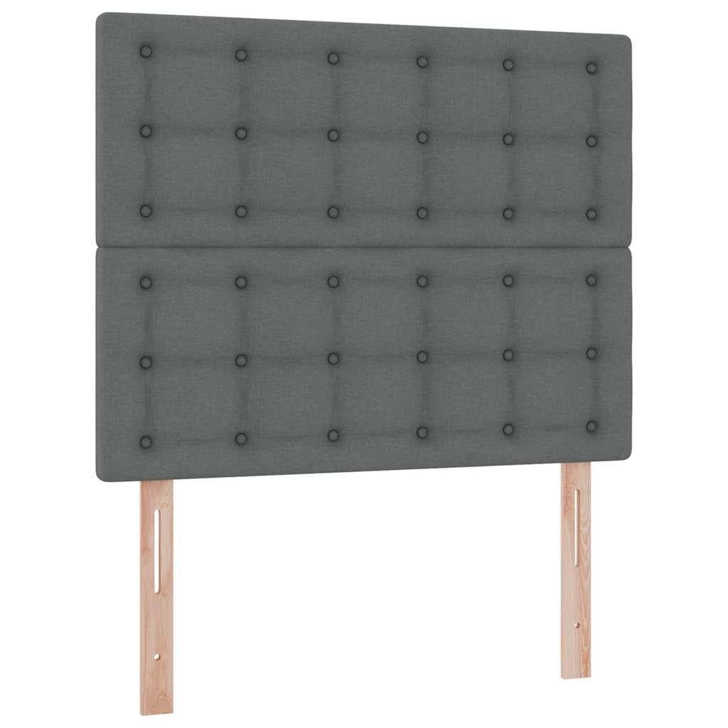 Lit avec rangement et matelas gris foncé 120 x 200 cm tissu - 9