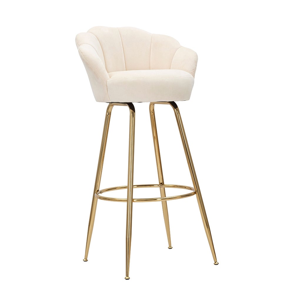 Taburete de bar cocina con respaldo floral patas doradas h90cm Vienna - 3