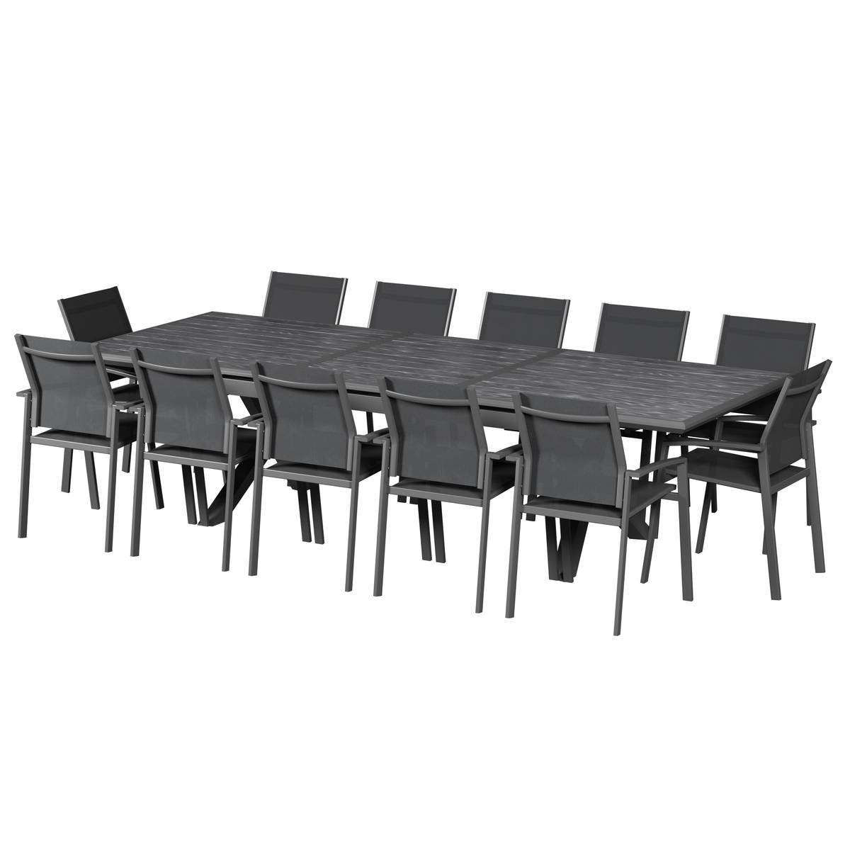 Table de jardin extensible rectangulaire en Aluminium Gris 12 places - 3