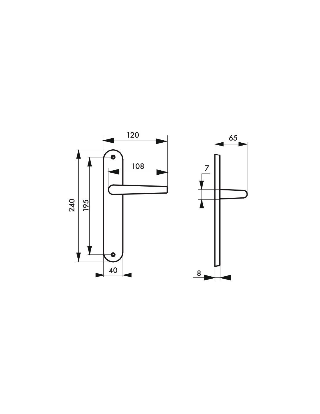 THIRARD - Ensemble de poignées pour porte intérieure Vesta sans trou, carré 7mm, entr'axes 195mm, nickelé satiné - THIRARD - 2