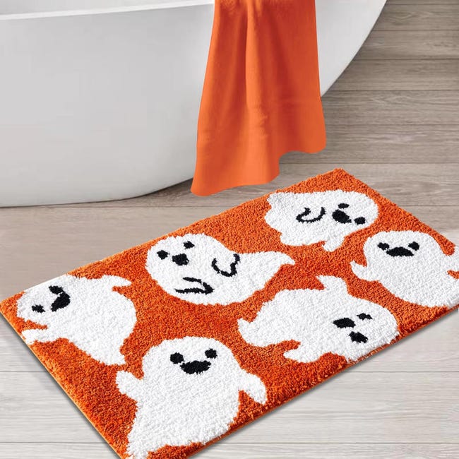 Pomarańczowy, straszny dywanik łazienkowy na Halloween, ładna dekoracja do domu - 40*60 cm
