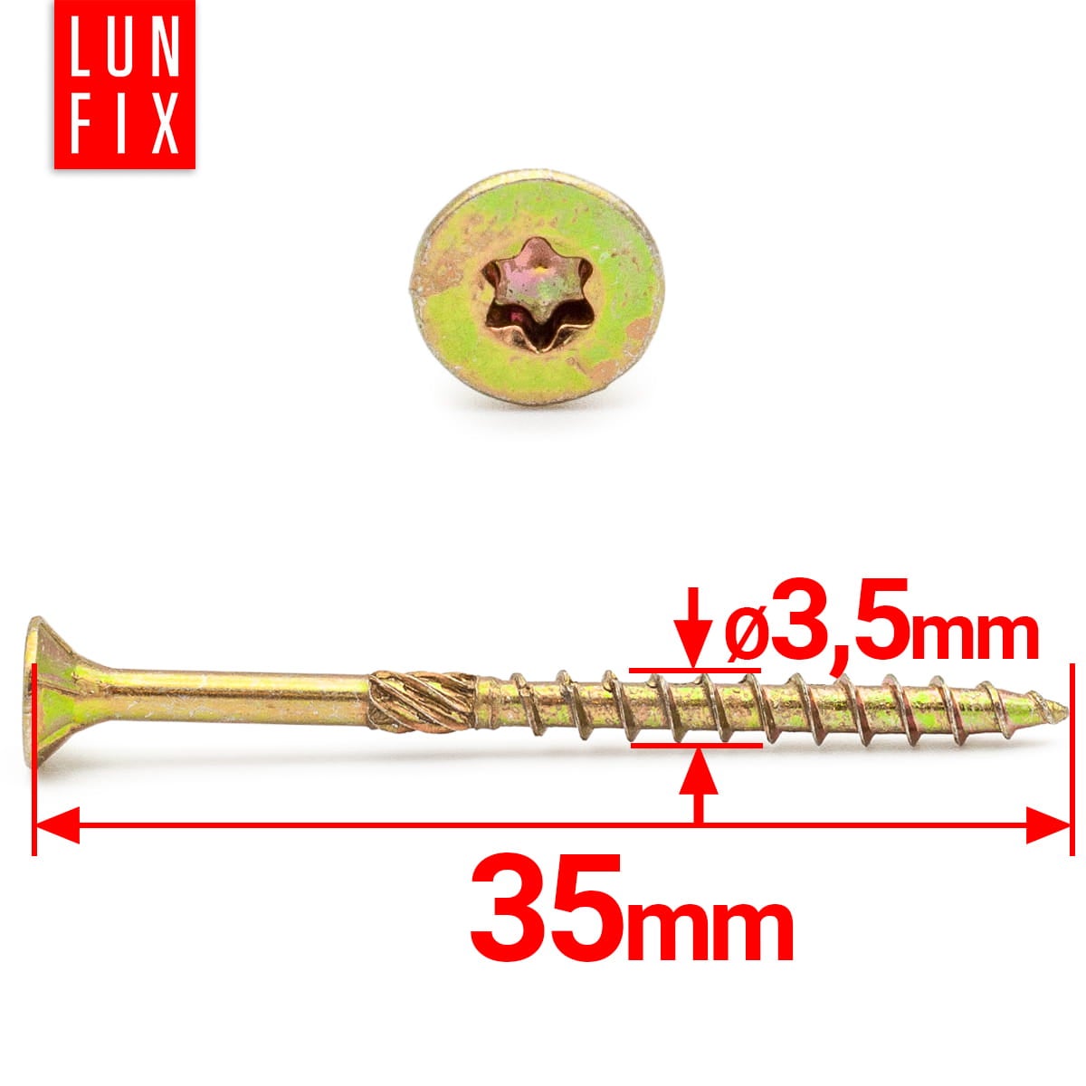 Wkręty ciesielskie z łbem stożkowym 3,5x35mm 500szt. - 2