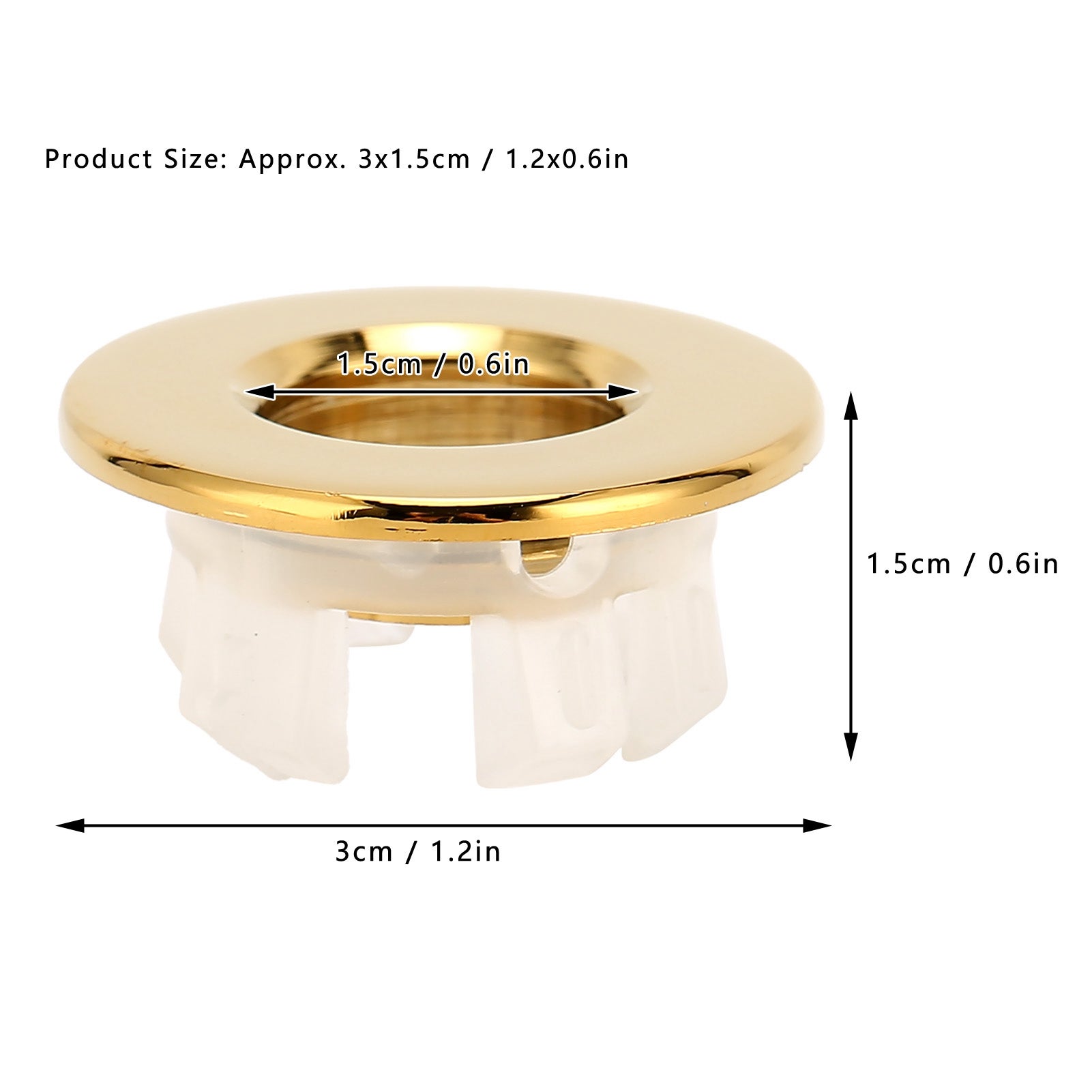 Cache trop-plein lavabo doré en laiton Ø3 cm Cache trou évier salle de bain cuisine décoratif anti-corrosion - 3