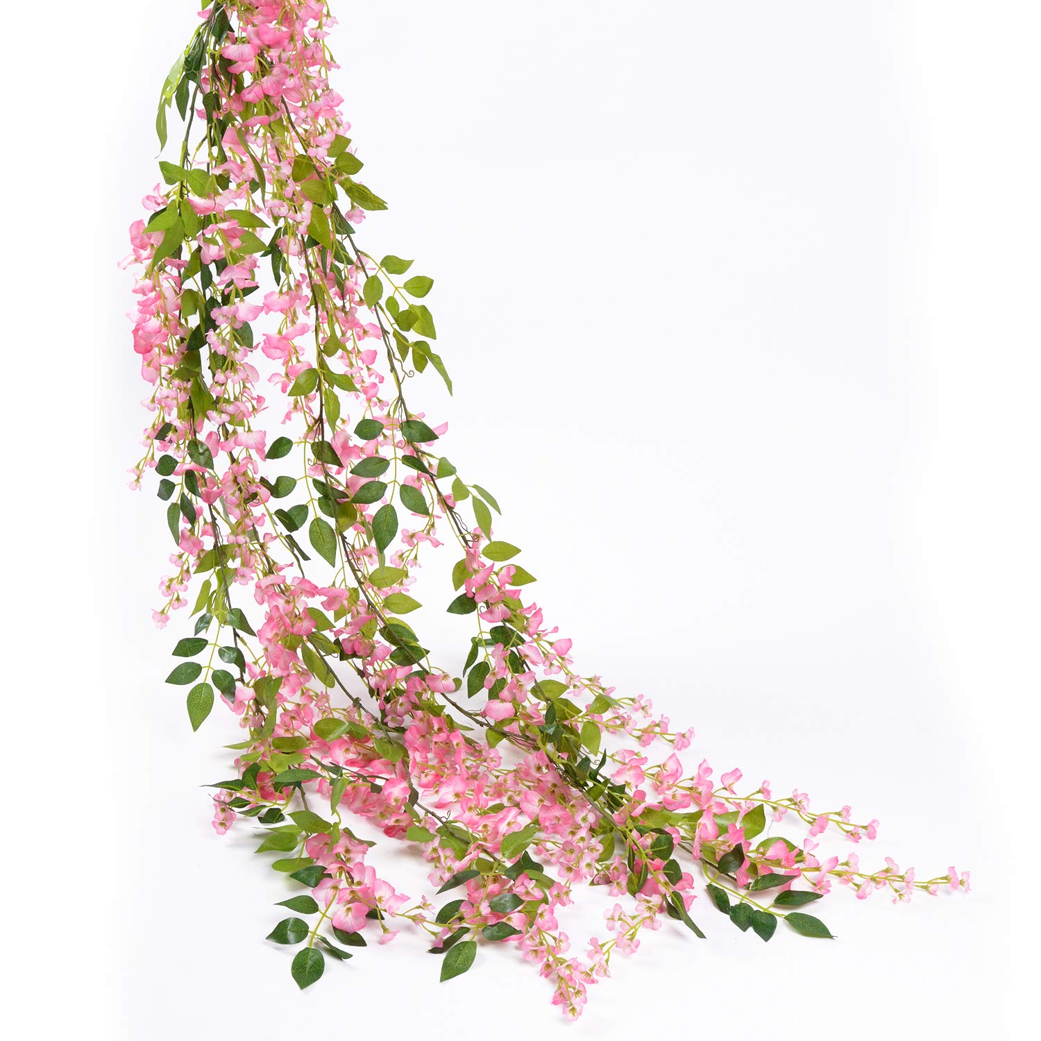 Lot de 10 guirlandes de glycine artificielles, guirlande de fleurs artificielles, fleurs suspendues de glycine pour mariage, fête, jardin (rose) - 6