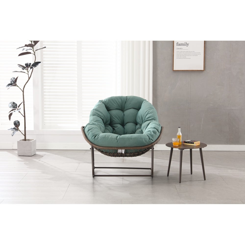Cadeira de Balanço de Rattan Sintético Azul Marinho para Jardim, Varanda e Sala, Poltrona Egg com Almofada, Estrutura de Aço, Exterior - 3