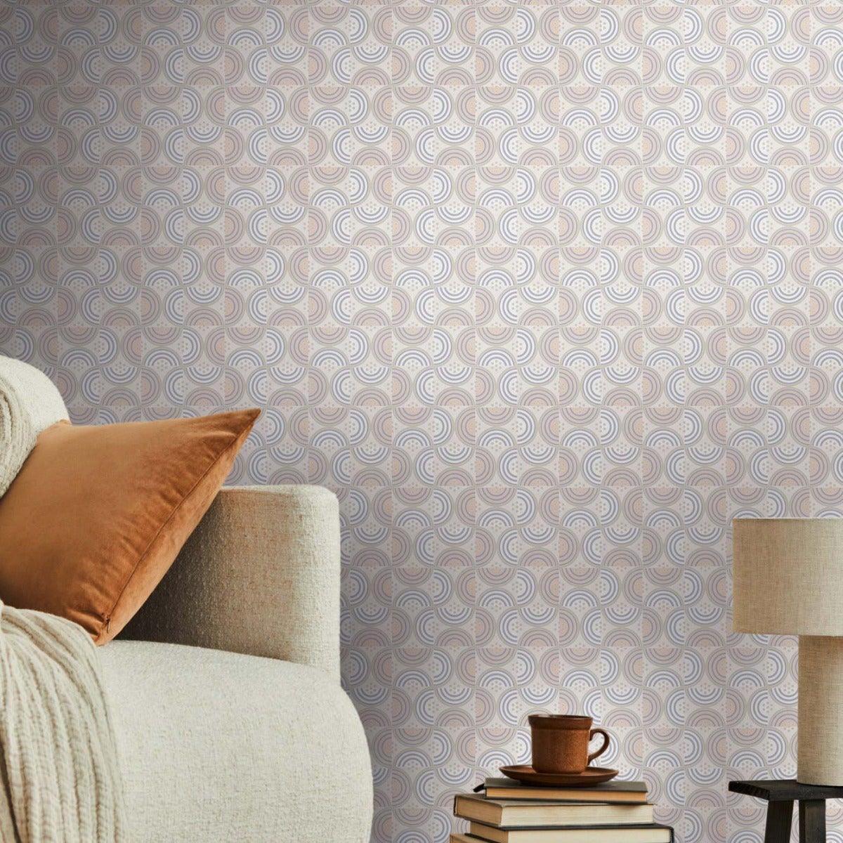 Tapeta motyw graficzny szarymIbrązowym - 53 cm x 10.05 m - LIVINGWALLS