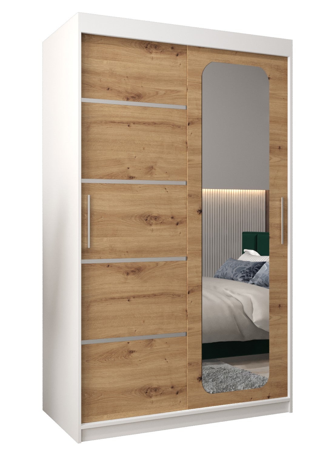 Szafa przesuwna garderoba PROMO V2 120 x 62 x 200 cm Biały + Artisan - Abiks Meble
