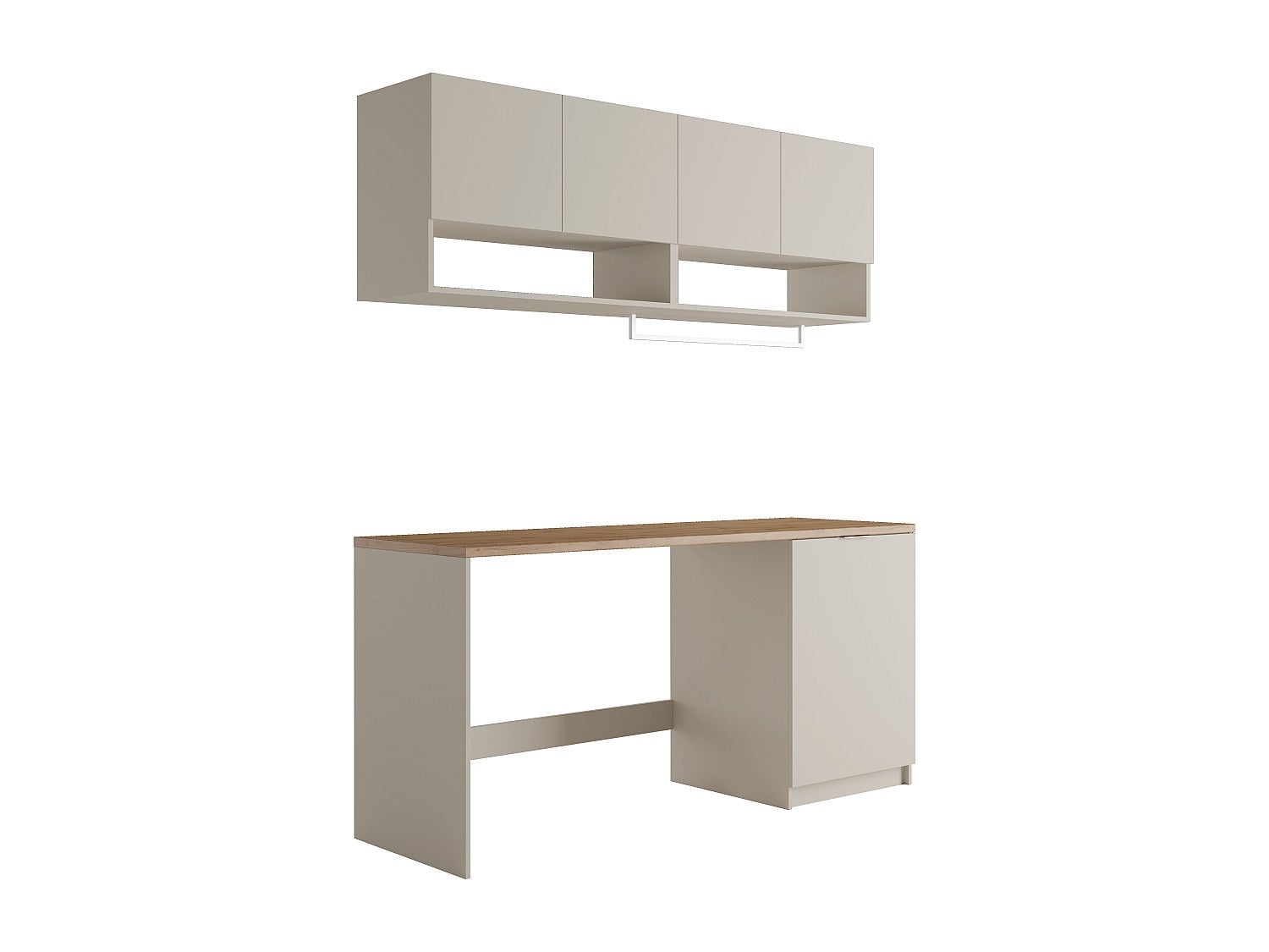 Muebles para el cuarto de la lavadora con encimera - 180 cm de ancho - Color cachemira y natural claro - NATAJI - 4