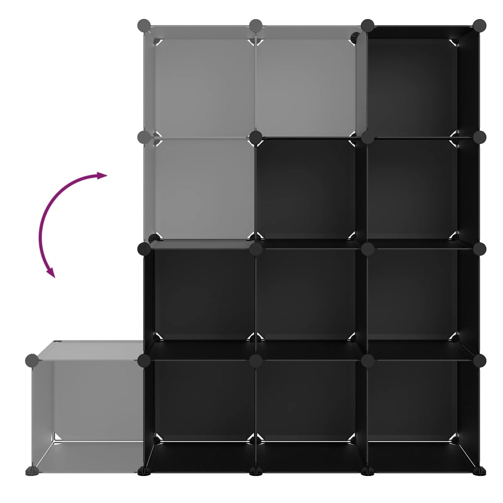 Estante cúbica com 12 compartimentos em PP preto – ComfortXL - 6