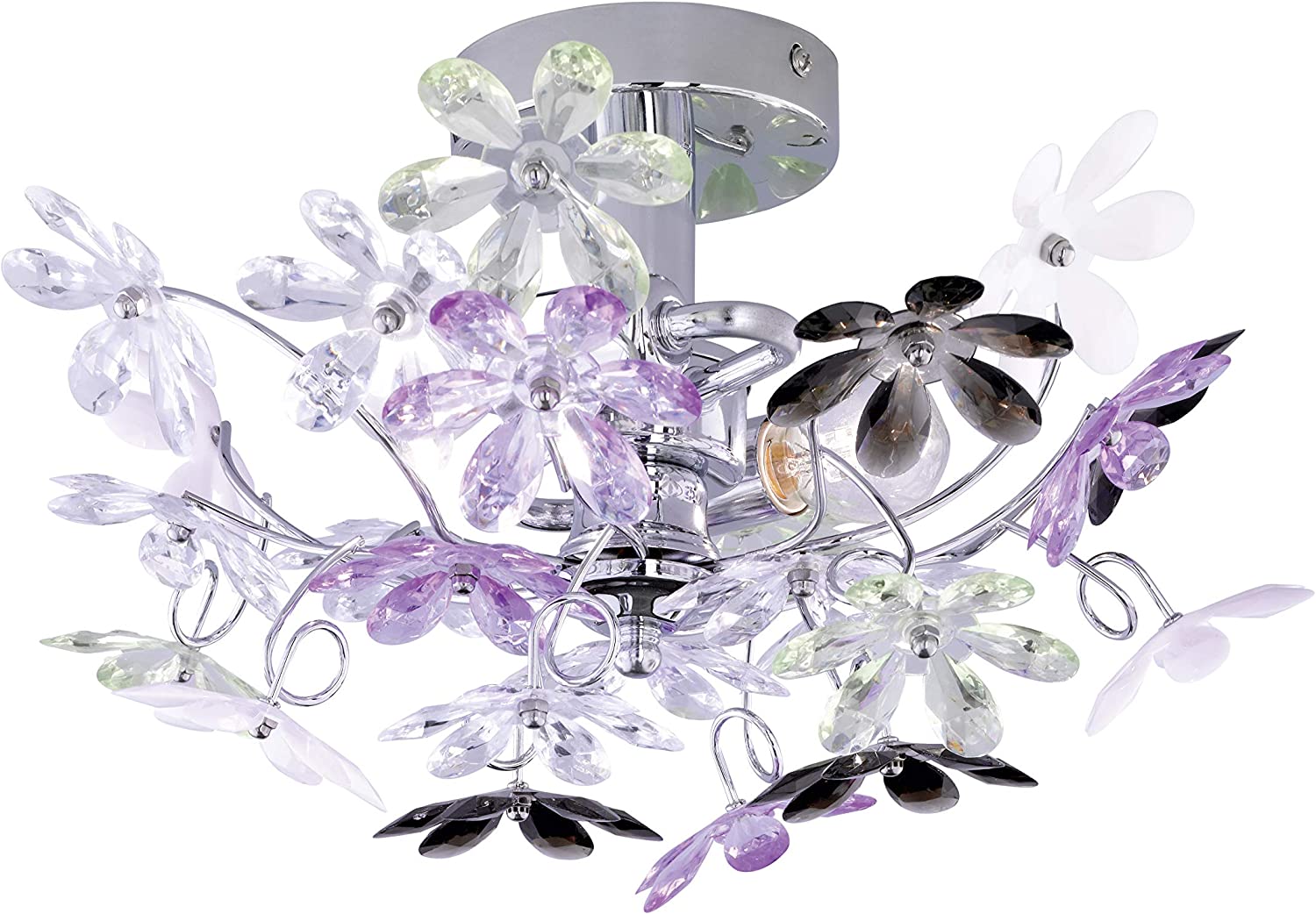 Lampa sufitowa FLOWER chromowana wielokolorowy 2xE14x40W metal wym:22x38x38cm IP20 RL