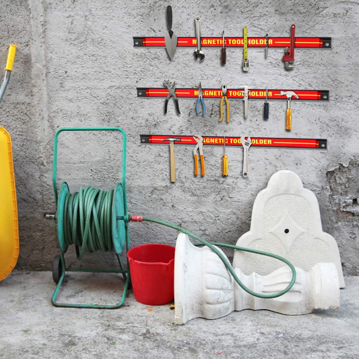 Porte-outil Magnétique, Set de 3 Barres, Aimant Puissant pour Rangement Mural des Outils, 46 x 2,3CM en Acier, Chacun peut Supporter 10 KG - 4