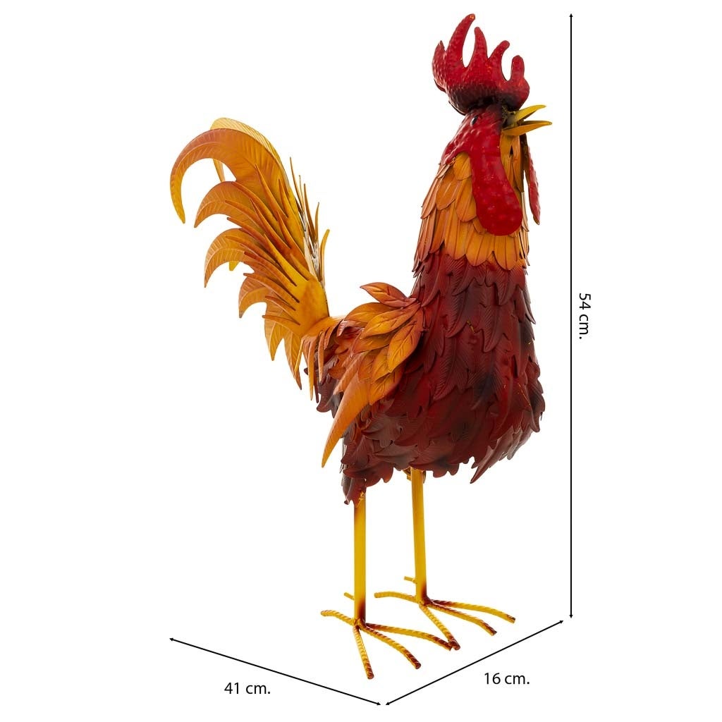 Coq décoratif en métal rouge, 41 x 16 x 54 cm (h) - 3